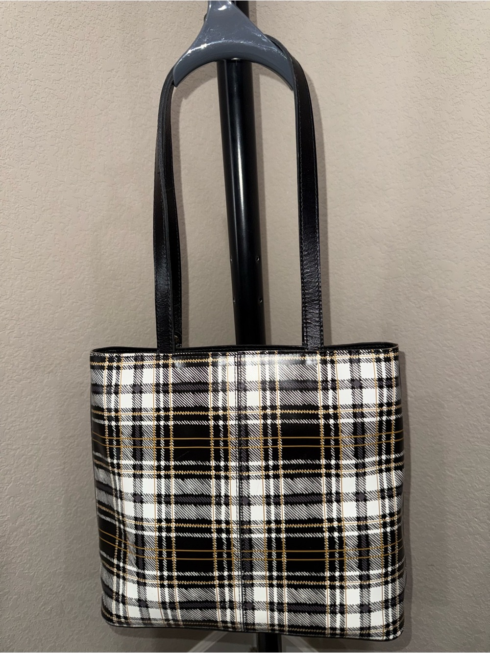 Patricia Nash Black White Plaid Tote and wallet - Picture 2 of 12